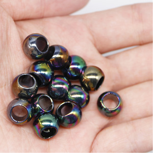 Joyería para Rastas, Anillo <span class=keywords><strong>de</strong></span> Extensión <span class=keywords><strong>de</strong></span> <span class=keywords><strong>Cabello</strong></span> <span class=keywords><strong>de</strong></span> Obsidiana <span class=keywords><strong>de</strong></span> Color Fantasía, Plástico, Galvanoplastia, Cuentas Redondas Coloridas <span class=keywords><strong>de</strong></span> un Solo Orificio - Product Image 1