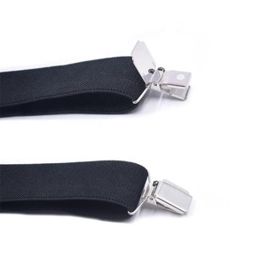 Novedad <span class=keywords><strong>para</strong></span> <span class=keywords><strong>hombre</strong></span> Formal X Shape 4 Clips Color negro sólido elástico ajustable Suspender - Product Image 5