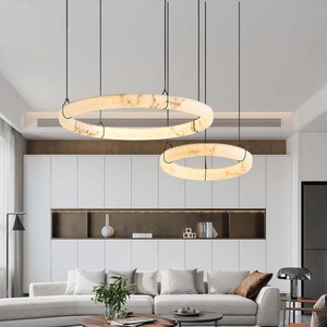 Luminaire suspendu rond moderne en marbre, LED, pour salon, salle à manger, chambre à coucher, lampe de plafond blanche, couverture de 5 à 10 m² - Product Image 5