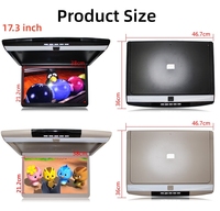 Moniteur de toit rabattable universel pour voiture 17,3 pouces MP5 avec écran LCD IPS, télécommande, USB/SD, vidéo HD et support TV