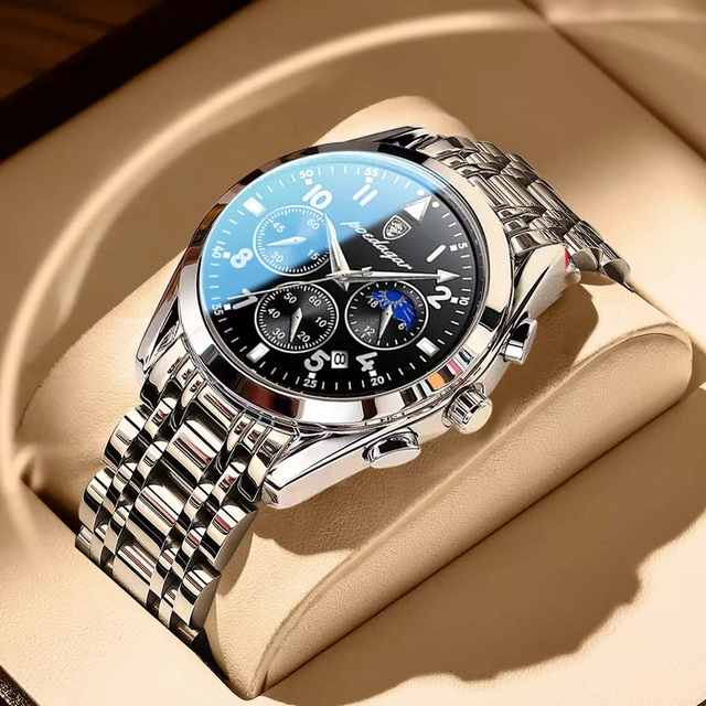 POEDAGAR Men Watches Time Chronograph 2022 Fashion New Wristwatch Waterproof Luminous Quartz Watches