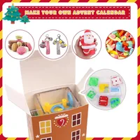 24 boîtes de calendrier de l'Avent vides à remplir, pour Noël, DIY, compte à rebours de 24 jours, cadeau, maison en pain d'épices, décoration de Noël, décoration de la maison pour les fêtes, fabriqué en Chine