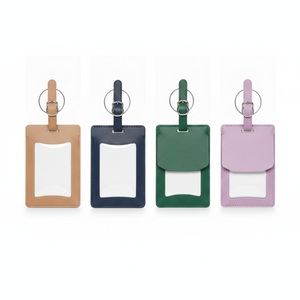 Étiquette de bagage en cuir PU avec rabat de confidentialité, porte-adresse dissimulé, boucle en acier inoxydable, logo personnalisé, cadeau d'entreprise pour les voyages - Product Image 6