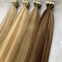 Extensions à bandes adhésives en cheveux naturels bruts non traités, trame invisible, longues, vietnamiennes, double tirage, bouclées birmanes, vente en gros