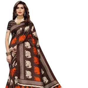 Bollywood Ouderwets Indiase Etnische Stijl Indian Festival Speciale Zijde Mysori Zijde Sari Met Contrast Blouse