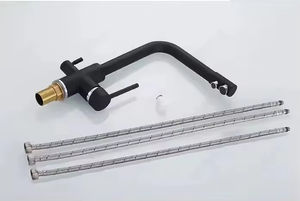 Lujo Matt Black Double Handel Agua fría caliente y filtro de agua 3 en 1 <span class=keywords><strong>Grifo</strong></span> de cocina con sistema de ósmosis <span class=keywords><strong>Grifo</strong></span> Mezclador - Product Image 6