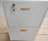 Gabinete de archivos rodante de 2 cajones con cerradura, archivador de madera debajo del escritorio compatible con tamaño carta/legal/A4 para oficina en casa, blanco