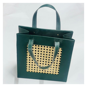Modern Handwoven Rattan With Genuine Leather High Quality Rattan <b>Bags</b> Women Handmade <b>Wicker</b> Woven Purse Handbag - Product Image 1