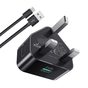 QC3.0 USB charge rapide 18W prise murale <span class=keywords><strong>chargeur</strong></span> de téléphone portable britannique pour les modèles de la série <span class=keywords><strong>Galaxy</strong></span> A14 <span class=keywords><strong>A13</strong></span> A04s A12 A33 A34 A52 A52s - Product Image 1