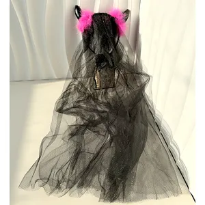 할로윈 장식 헤어후프 의상 파티 액세서리 검은 얇은 명주 그물 뿔 머리띠 여자 아이 머리띠