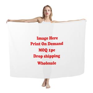 Cobertura de saia de praia lavada para mulheres, roupa de praia de lavas com estampa de hibisco marrom claro, sarongues longos de uma peça, roupa de praia de lavanda - Product Image 5