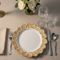 Assiettes de présentation de luxe haut de gamme de 13 pouces pour mariages, motif personnalisé, réutilisables pour hôtels, dîners et événements