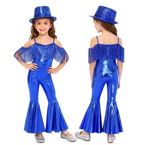 Costume de danse Jazz pour filles de 6 à 16 ans, combinaison avec chapeau Fedora pour banquets, concours, spectacles, robes de compétition de danse de salon - Product Image 2