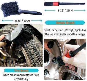 6 pz Kit professionale per la pulizia delle ruote per auto, spazzola per pneumatici, spazzola per cerchi in lana morbida da 2 pz - Product Image 5