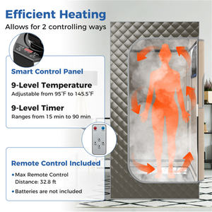 Tente de sauna portable DB Modern pour 2 personnes avec chauffage électrique, matériau acrylique, panneau de commande informatisé, idéale pour les villas et les appartements - Product Image 4