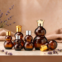 Flacon en verre en forme de gourde, réutilisable, pour cosmétiques, huiles essentielles, sérum, échantillons, avec couvercles