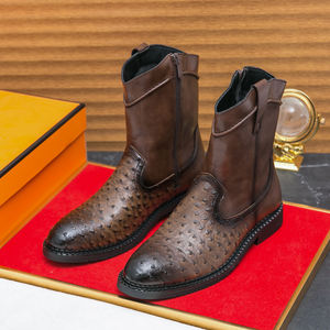 Nuevas <span class=keywords><strong>botas</strong></span> occidentales de <span class=keywords><strong>punta</strong></span> <span class=keywords><strong>cuadrada</strong></span> ancha de lujo para <span class=keywords><strong>hombre</strong></span>, <span class=keywords><strong>botas</strong></span> Chelsea Unisex de cuero tradicional para <span class=keywords><strong>hombre</strong></span> - Product Image 6