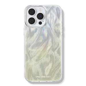 <span class=keywords><strong>Coque</strong></span> de téléphone portable en PC avec motif en soie argentée à changement de couleur vert progressif pour <span class=keywords><strong>iPhone</strong></span> X Xr Xs Max 11 12 13 14 15 16 17 Air - Product Image 3