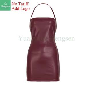 [Preferito] Mini abito in pelle, accuratamente cucito, vicino al corpo 2 cinghie, molto attraente colore bordeaux - Product Image 1