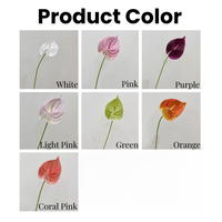 Vente en gros de fleurs artificielles d'Anthurium au toucher réel, plante d'Anthurium artificiel blanc PU de 57cm pour la décoration de mariage à la maison
