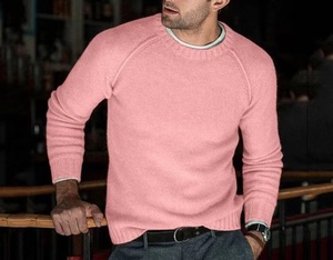 Pull tricoté <span class=keywords><strong>homme</strong></span> automne-hiver, col rond, manches raglan, col et poignets côtelés fins, coupe ajustée, style décontracté et tendance - Product Image 5