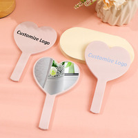 Miroir de Maquillage de Poche Vintage Personnalisé, Mini Miroir Cœur Rose Portable avec Logo