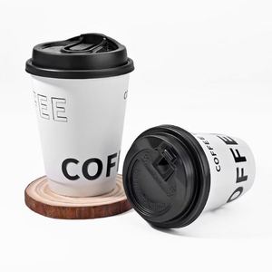Couvre-tasse à café en papier kraft écologique de qualité alimentaire, imperméable, durable, double couche, logo imprimé personnalisé, feuille d'or, biodégradable - Product Image 1