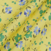 Kain Tenun Katun 100% Latar Belakang Kuning Motif Bunga Kecil untuk Pembuatan Pakaian