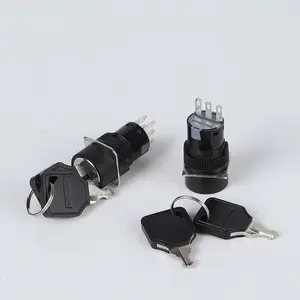 High quality 16mm Electronic Lock key switch 2 position/3 position Key Lock Switch/key operated switch