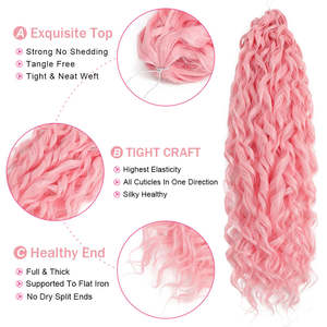 Jessca تجديل طويل جديد كروشيه مجعد اصطناعي أسود مع معالجة كيميائية مصبوغة للنساء - Product Image 4