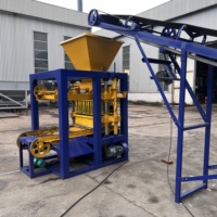 Ligne de production de blocs de ciment semi-automatique QTJ4-24, machine à briques en béton pour blocs creux, pleins et pavés