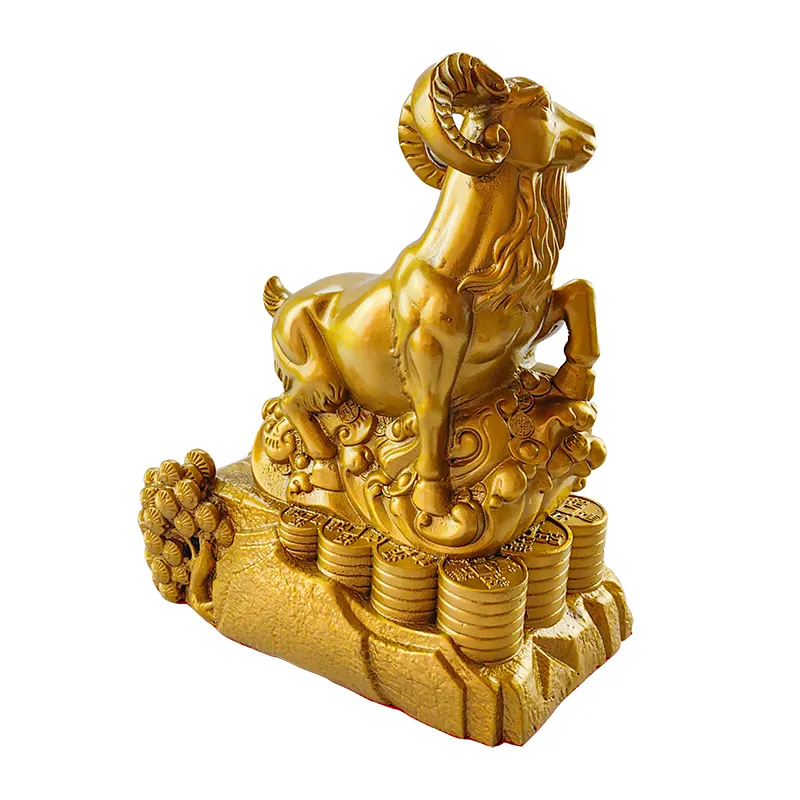 Fabriek Op Maat Ontwerp Chinese Traditionele Messing Kunst Tafelblad Decoratie Gouden Geit Ornamenten Metalen Kunst Sculptuur Ambacht