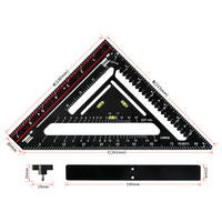 Nouvelle règle triangulaire pliable en plastique de 7 pouces, forme triangulaire carrée, pour le travail du bois, avec niveau à bulle
