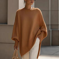 Pull-over ample à col rond et manches longues pour femme, style streetwear automne-hiver 2026, en polyester de couleur unie, inspiré des tendances européennes et américaines.