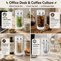 Mixer Kopi Elektrik Isi Ulang 450ml Mug Pengaduk Otomatis Portabel USB Vortex Frother untuk Kantor, Matcha, dan Latte Bulletproof