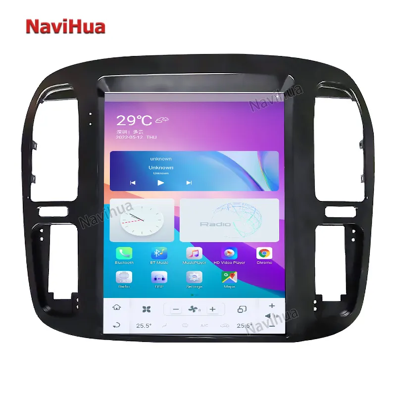 Navihua 12.1 Inch Vertical Screen GPS Navigation Car Radio Player for Toyota Land Cruiser 100 LC100 for Lexus LX470 1999-2002