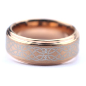 Anello con nodo celtico POYA anello in tungsteno da uomo fede nuziale celtica anello irlandese Unisex placcato <span class=keywords><strong>oro</strong></span> rosa - Product Image 3