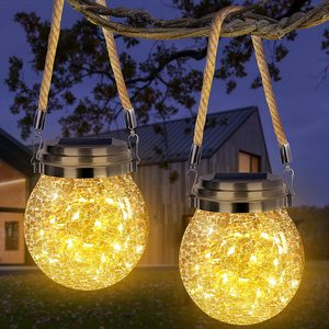 20 LEDs para jardim ao ar livre à prova d'água pendurados em vidro com bolas de vidro para pedreiros e luzes solares decorativas - Product Image 1
