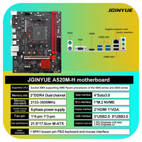 JGINYUE A520M-H DDR4 64 Go RAM de bureau double canal PC carte mère de jeu avec nouveau jeu de puces A520