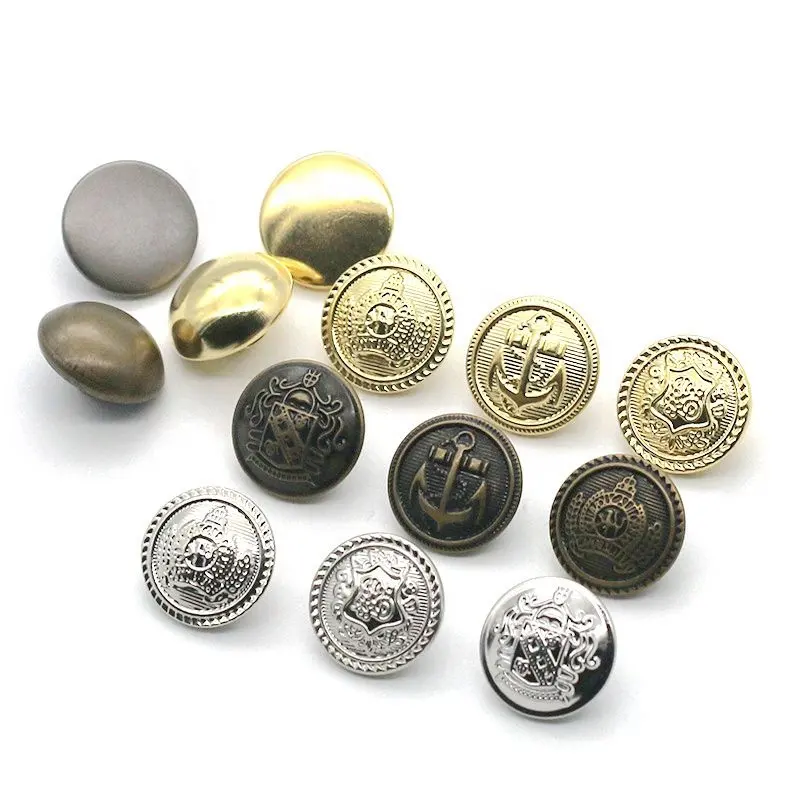 दौर रेट्रो पीतल बटन धातु प्राचीन पीतल लंगर पैटर्न प्रेस पीतल बटन कस्टम