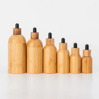 Botol penitis kaca bambu, botol essence Perawatan Kulit dengan kaca hitam, 5ml 10ml 15ml 20ml 30ml 50ml 100ml
