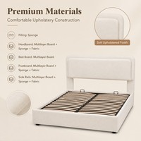 Modernes Luxus-Stoffbett mit Cremefarbenem Gepolstertem Kopfteil für Apartment-Schlafzimmer