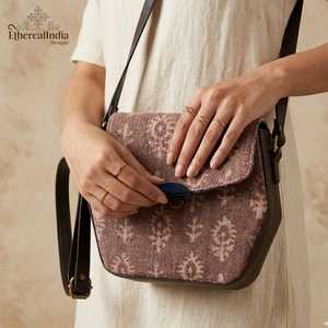 Boho Cotton Rug Sling Bag Hand Block Printed Ragzine Fabric Crossbody Bag <b>Small</b> Shoulder <b>Purse</b> Gift - Product Image 5