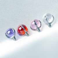 Piercing Labret, Tragus, Hélix, Lèvre en Titane ASTM F136 G23, Opale, Boule Transparente à 3 Griffes, Fileté Intérieurement, Plaqué Arc-en-ciel, Multi