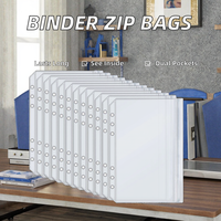 Carpeta con Anillas A5 A6 A7, 2 Bolsillos, Bolsas Transparentes de PVC con Cierre Hermético, Sobres para Efectivo con Apertura Lateral
