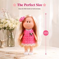 Poupée Bébé de Mode de Haute Qualité 24 cm avec Robe en Dentelle à Carreaux, Corps en Vinyle, Jouet à Habiller pour Petites Filles, Cadeau de Fêtes - Vente en Gros