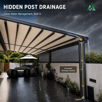Pergola rétractable ANCSEM, auvent en aluminium motorisé, toit de terrasse, villa, penthouse, protection solaire, gain de place, imperméable