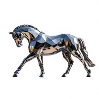 Escultura Moderna de Caballo Galopante en Acero Inoxidable Pulido, Símbolo de Éxito Personalizado en Metal para Parques Comerciales