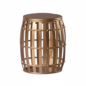 Tabouret en métal pour la maison et le jardin Tabouret haut ou table d'appoint en métal avec bande de fer et finition dorée Tabouret décoratif - Product Image 1