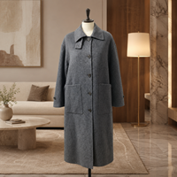 Manteau long en cachemire doux au toucher avec ceinture latérale discrète, coupe oversize pour femme, idéal pour les tenues superposées d'automne